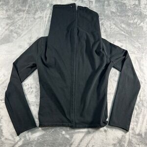 Converse One‎ Star Black Long Sleeve Wrap Top Tunic XS Raw Hem